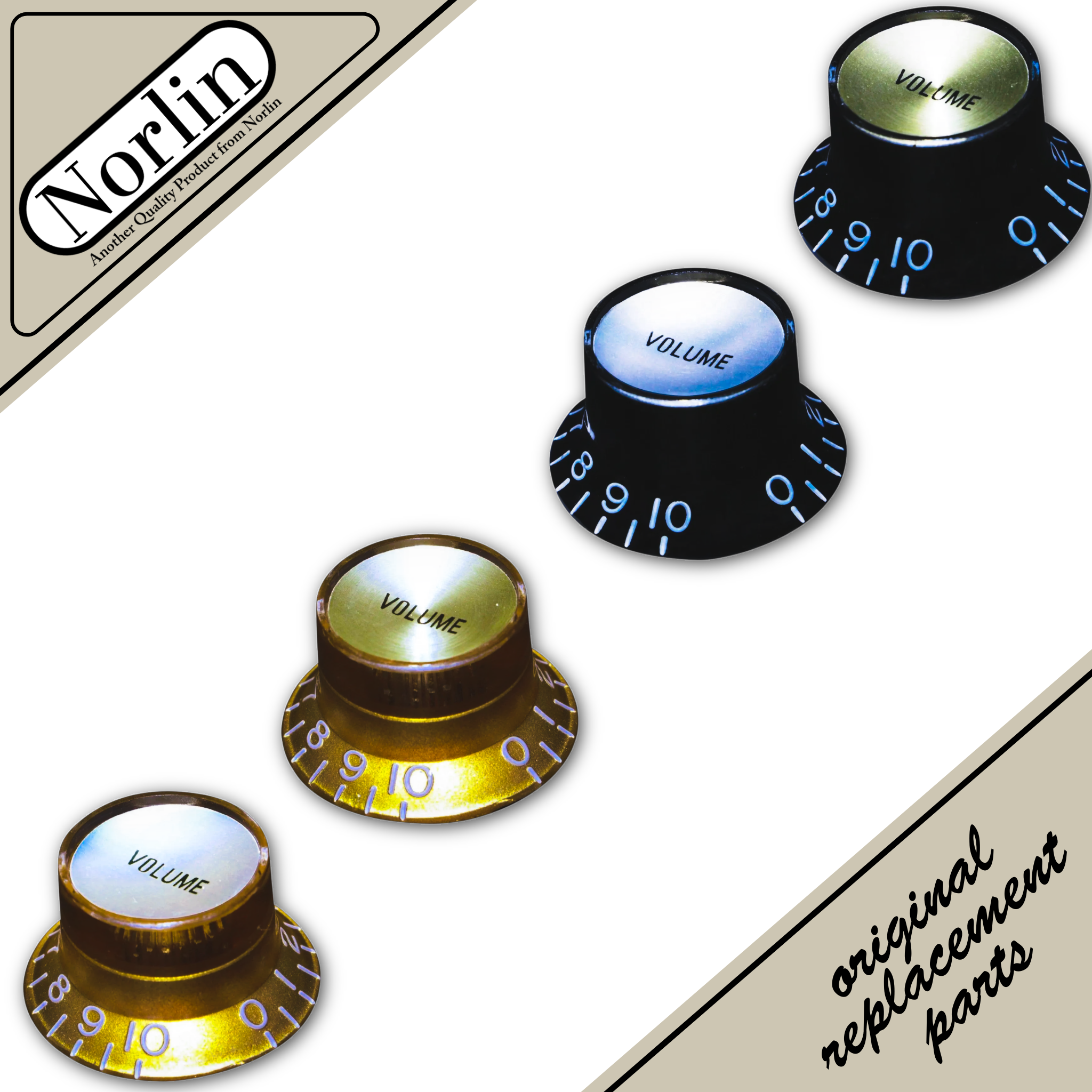 Embossed Top Hat Reflector Volume Knob for Gibson® Guitars