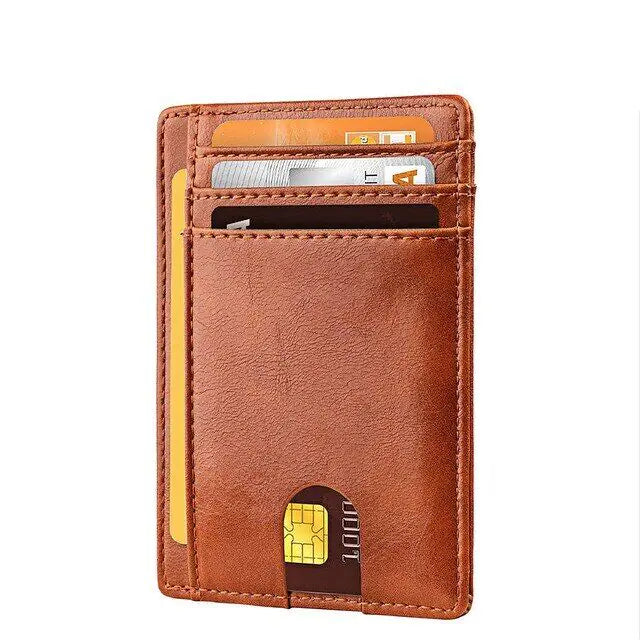Leather Slim Wallet Credit Card Holder RFID Blocking Pocket ID Money USA