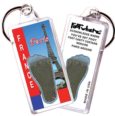 Paris FootWhere® Souvenir Keychain. 72 pieces/ 6 assorted styles.
