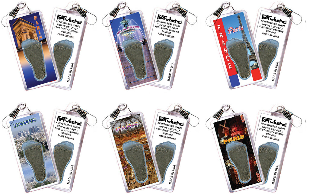 Paris FootWhere® Souvenir Zipper-Pull. 72 pieces/ 6 assorted styles.