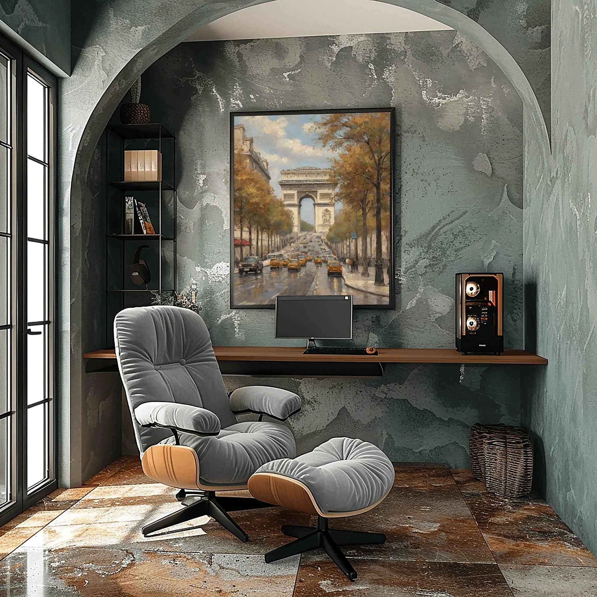 Autumn in Paris: Arc de Triomphe & Champs-Élysées Oil Painting Canvas Art