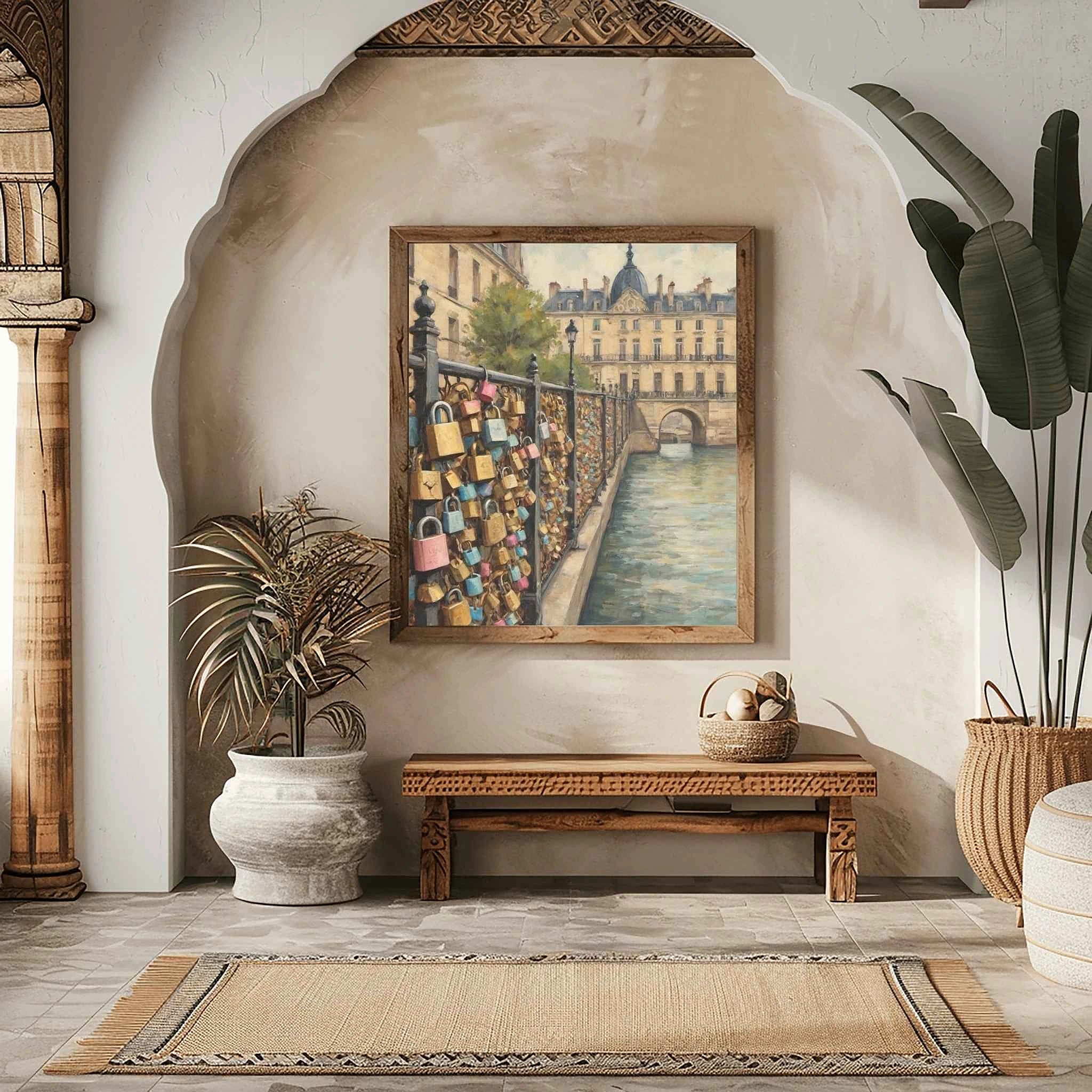Eternal Love Bridge: Paris Pont des Arts & Iconic Love Locks Oil Painting