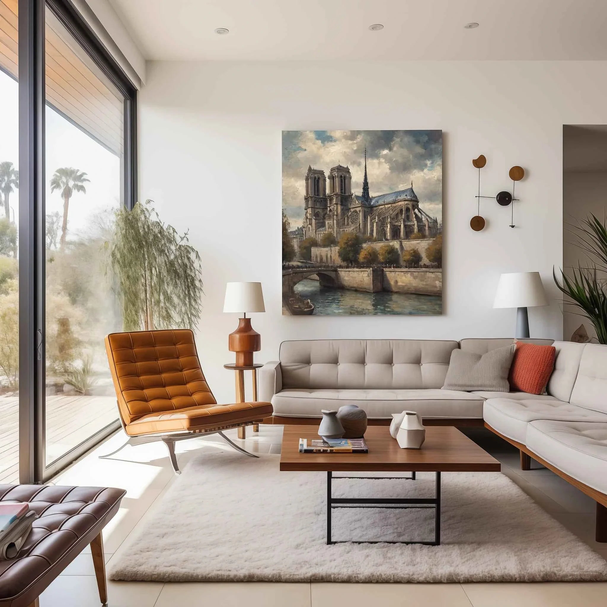 Notre-Dame Heritage: Gothic Cathedral & Seine Riverbank Oil Painting