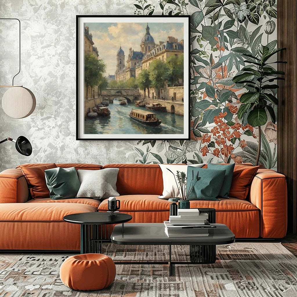 Seine Serenity: Iconic Paris River Cruise & Historic Waterfront Oil Painting