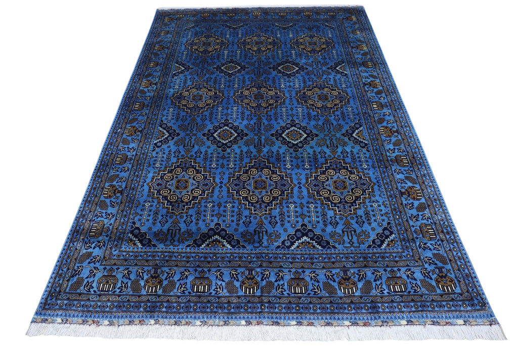 Hand-Knotted Afghani Zerkhaki Wool Rug – 6’7″ x 9’3″