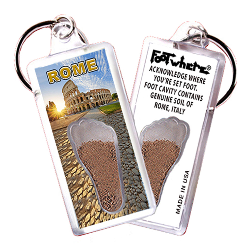 Rome FootWhere® Souvenir Keychain. 72 pieces/6 assorted styles.