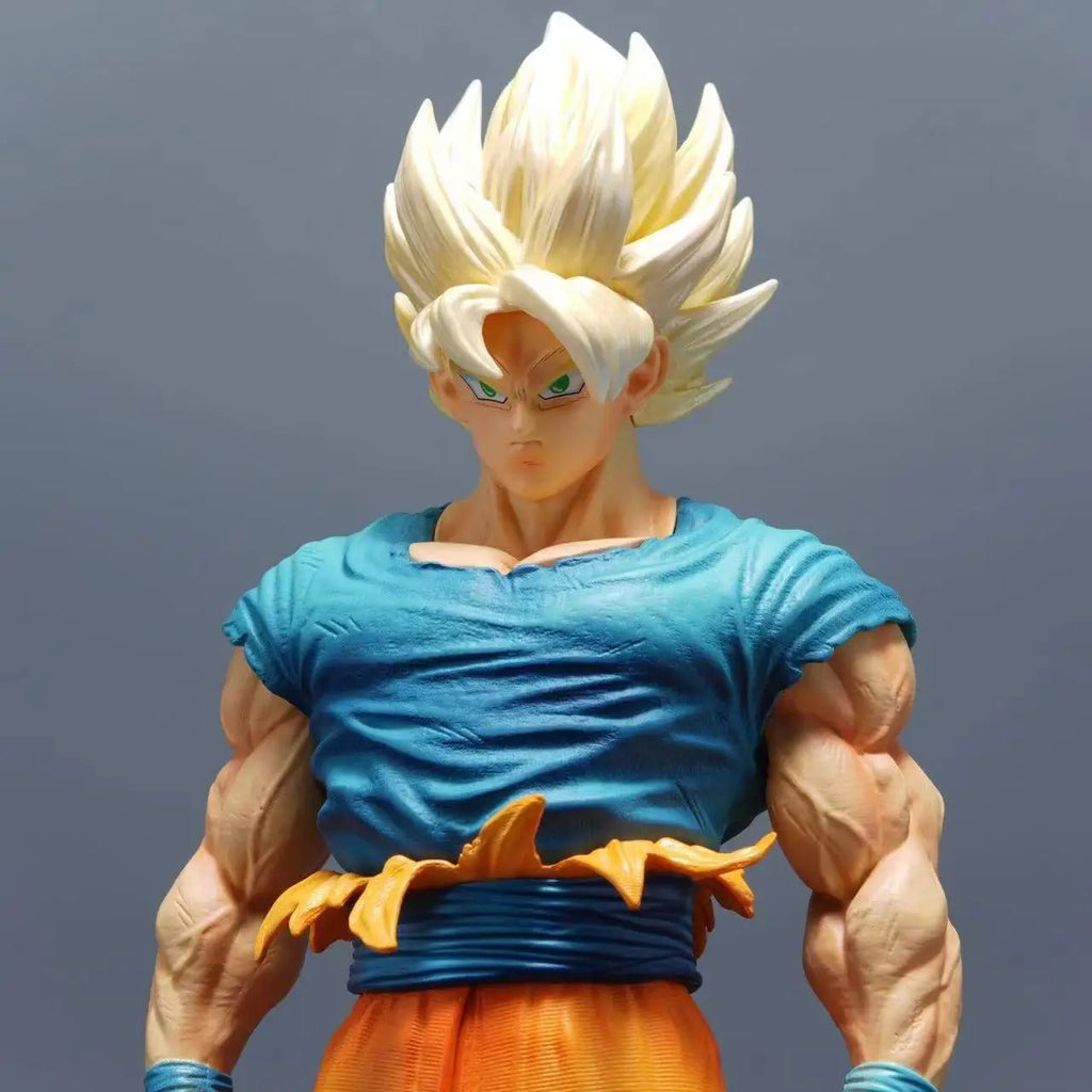 Super Saiyan Blue Son Goku Replacable Heads Anime Figures, Dragon Ball Z Action Figurines PVC 30 CM