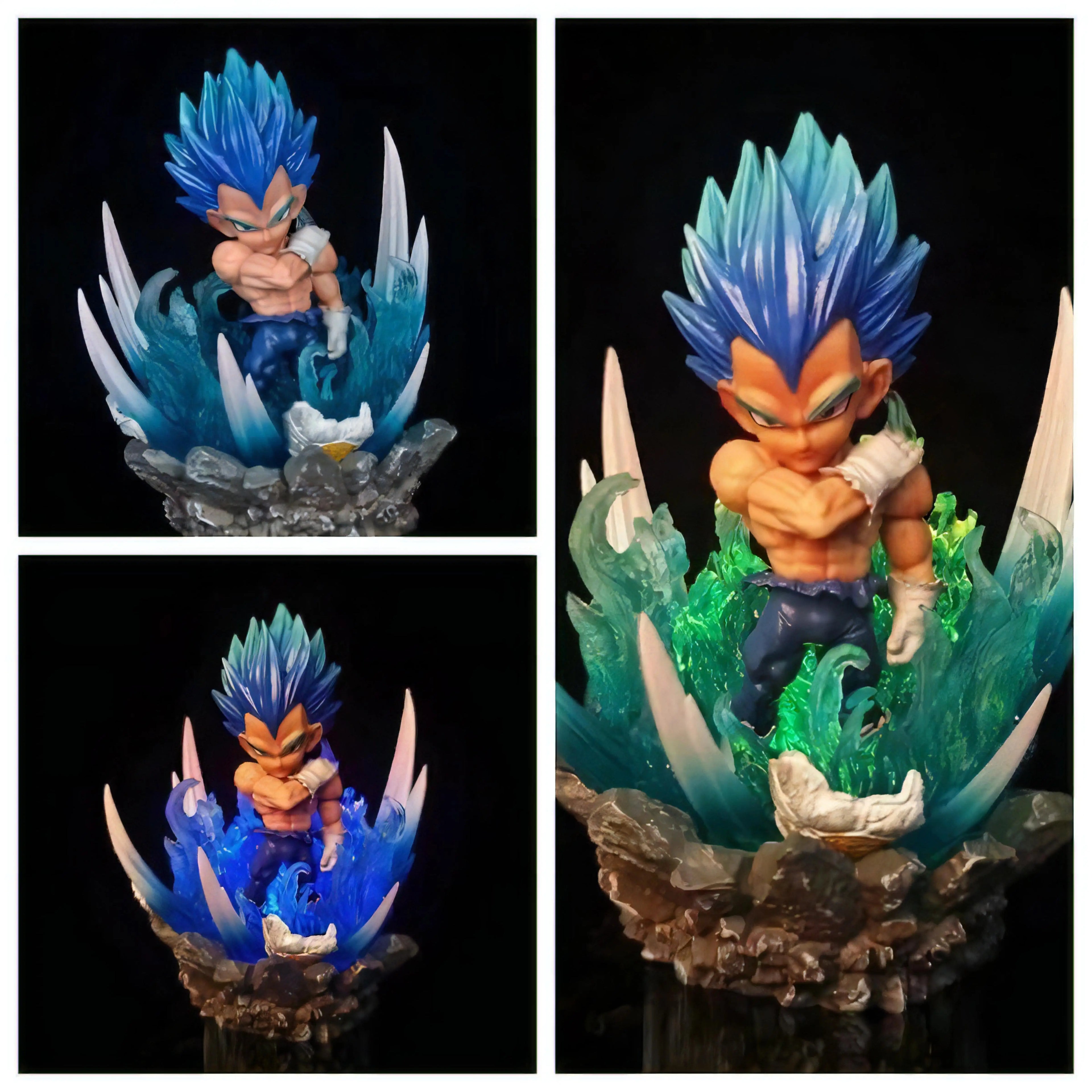 Goku Ultra Instinct and Vegeta Super Saiyan Blue LED Mini Figure, Dragon Ball Super Figurines 10 CM