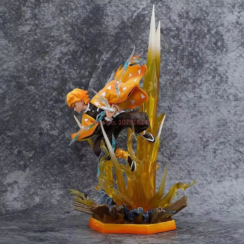 Agatsuma Zenitsu LED Anime Figure, Demon Slayer Action Figurines PVC Statue 35 CM