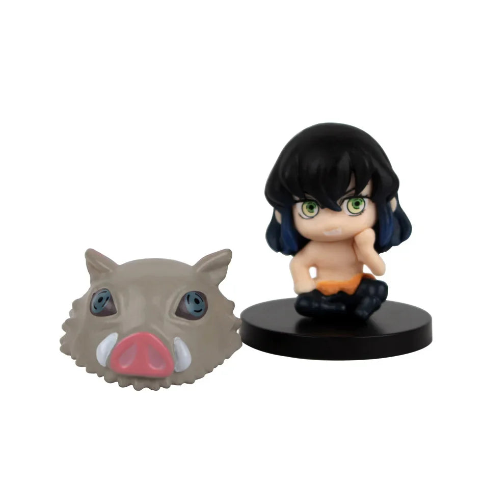 5 Pcs Set Chibi Mini Figurines, Kawaii Demon Slayers Tanjiro Nidouzi Inosuke Zenitsu Anime Figures 5 CM