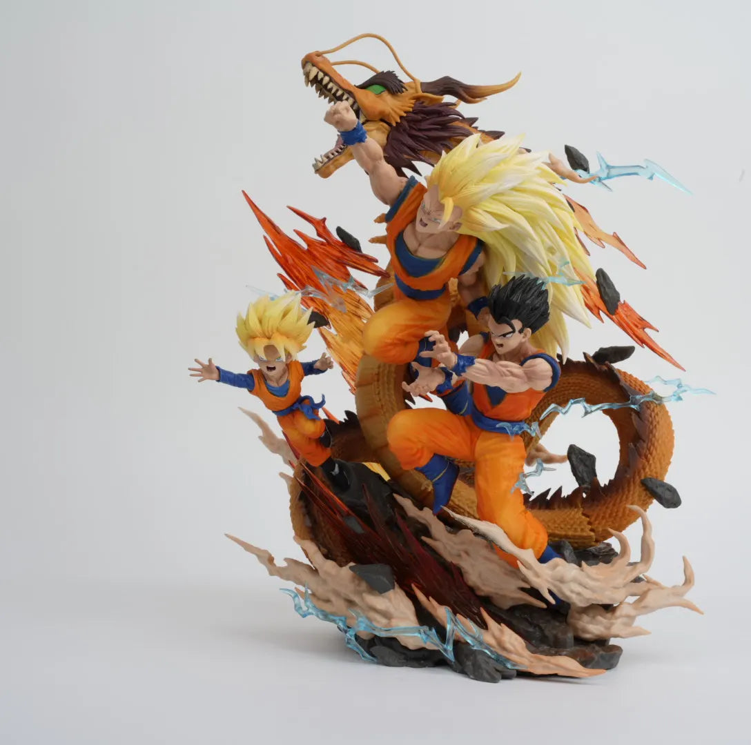 Dragon Ball Z Goku Gohan Goten Anime Figure, Super Saiyan 3 Ultimate Figurine Form 28 CM