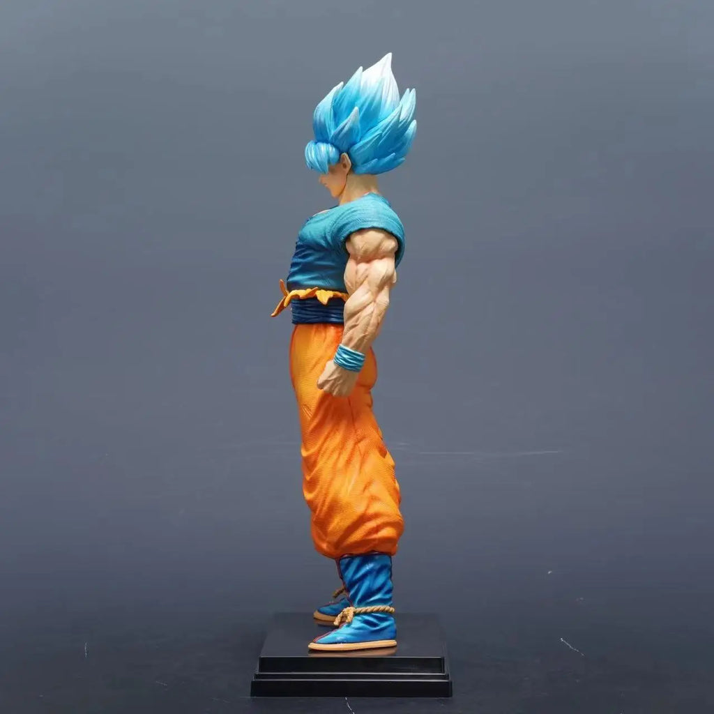 Super Saiyan Blue Son Goku Replacable Heads Anime Figures, Dragon Ball Z Action Figurines PVC 30 CM