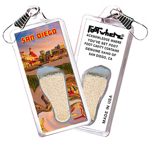 San Diego FootWhere Souvenir Zipper-Pull. 72 pieces/ 6 assorted styles.