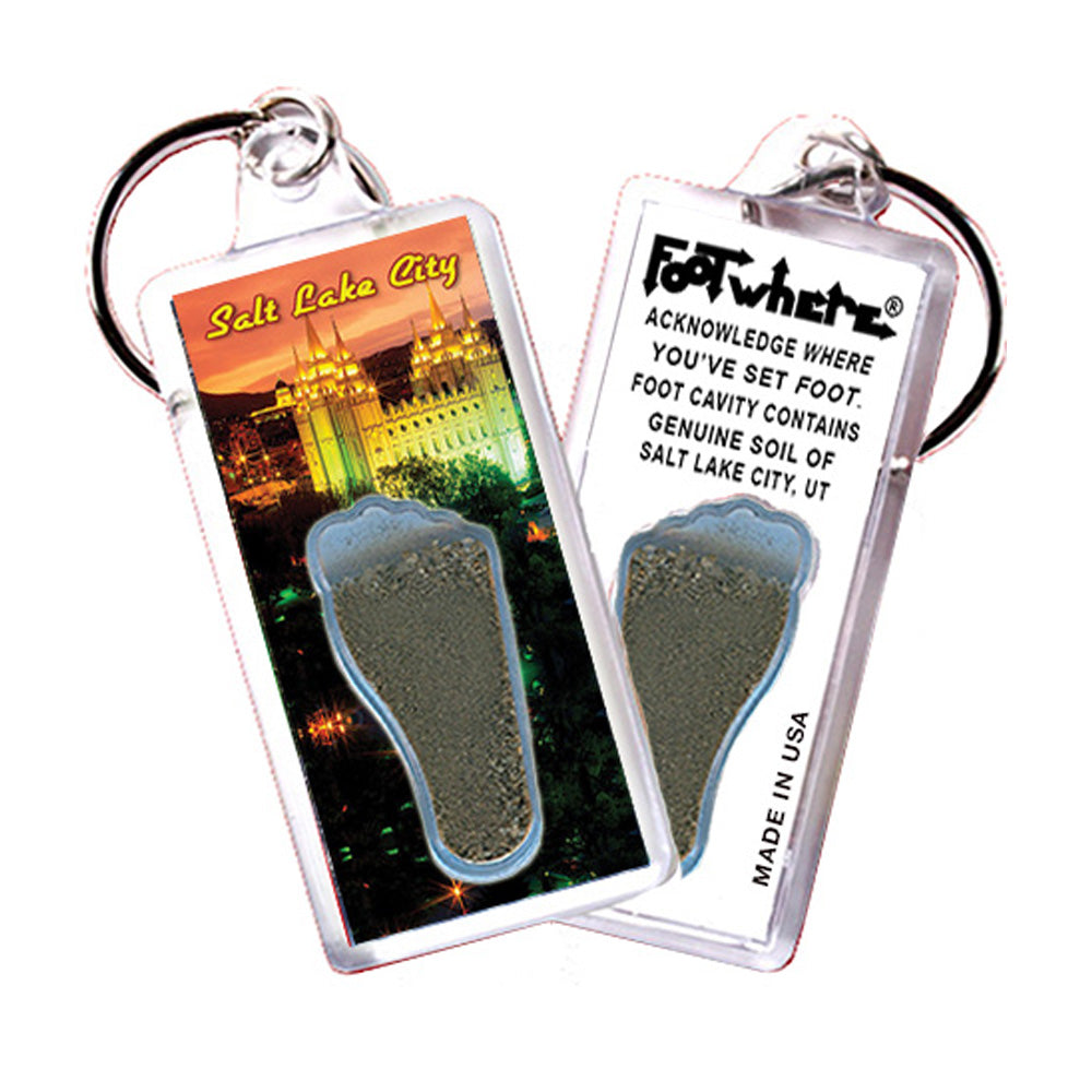 Salt Lake City FootWhere® Souvenir Keychain. 72 pieces/ 6 assorted styles.