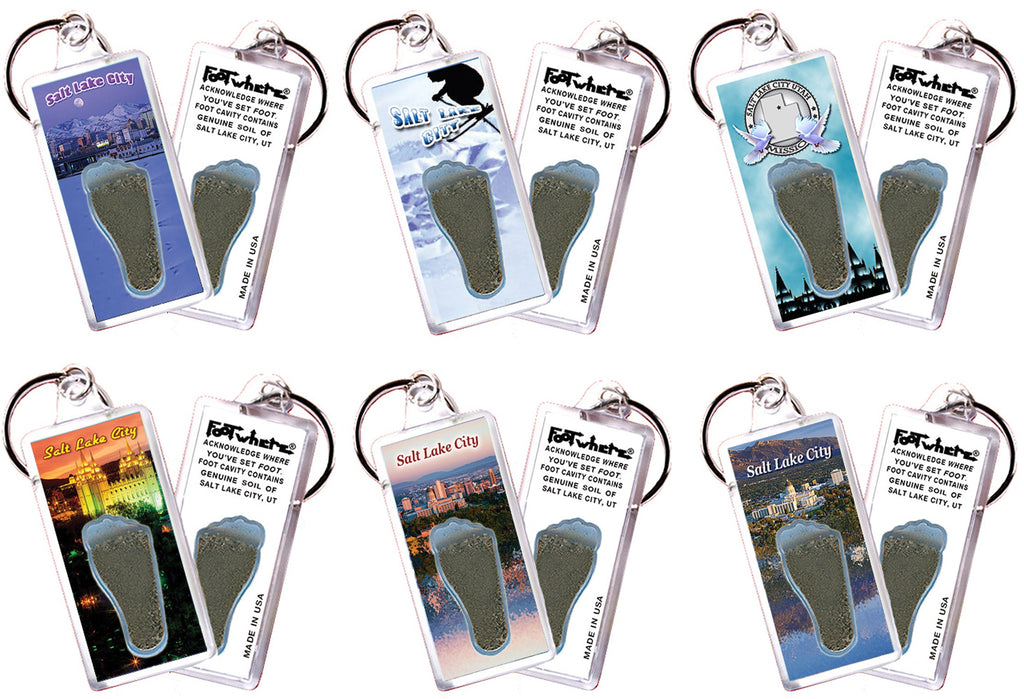 Salt Lake City FootWhere® Souvenir Keychain. 72 pieces/ 6 assorted styles.