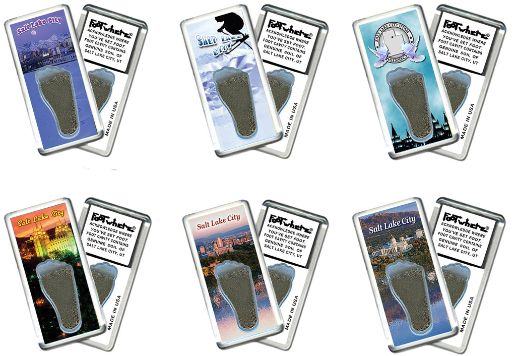 Salt Lake City FootWhere® Souvenir Magnet. 72 pieces/ 6 assorted styles.