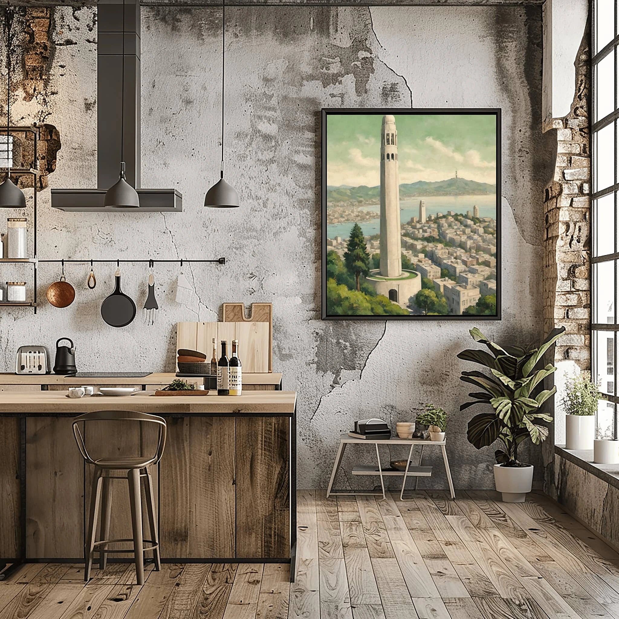 Coit Tower Poster Canvas Artwork - San Francisco Collection