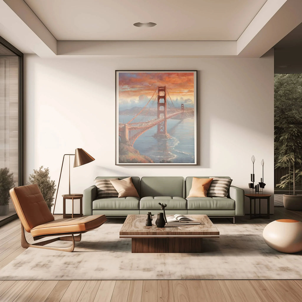 Golden Gate Poster Canvas Artwork - San Francisco Collection