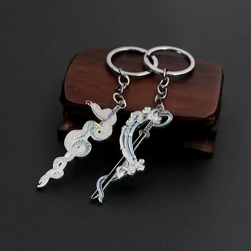 Demon Slayer Sword Keychains, Anime Kimetsu no Yaiba Tomioka Weapon Key Chains Accessories