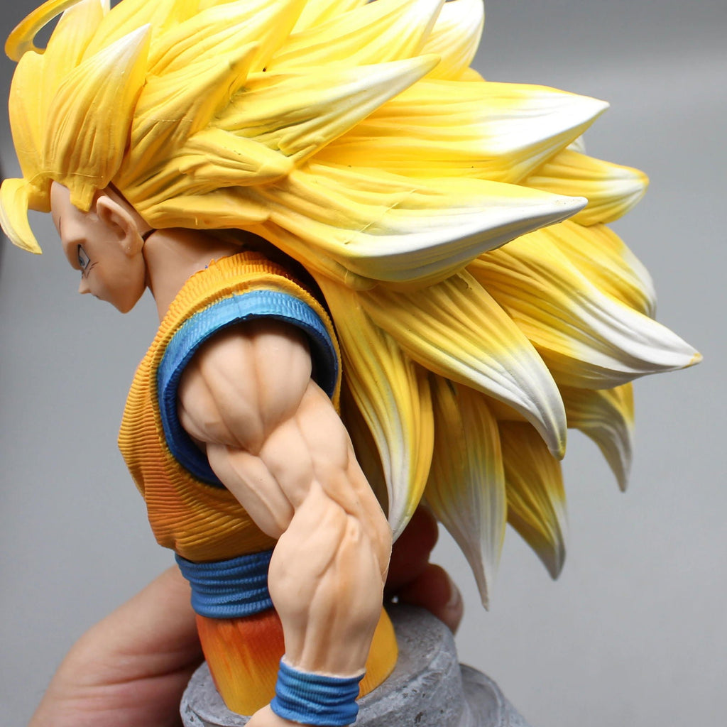 Son Goku Super Saiyan 3 Half Bust Anime Figure, Dragon Ball Z Figurines PVC Statue Collection 20 cm