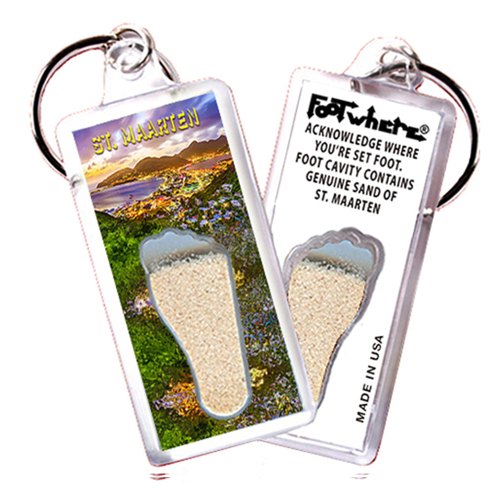 St. Maarten  FootWhere® Souvenir Keychain. 72 pieces/6 assorted styles.