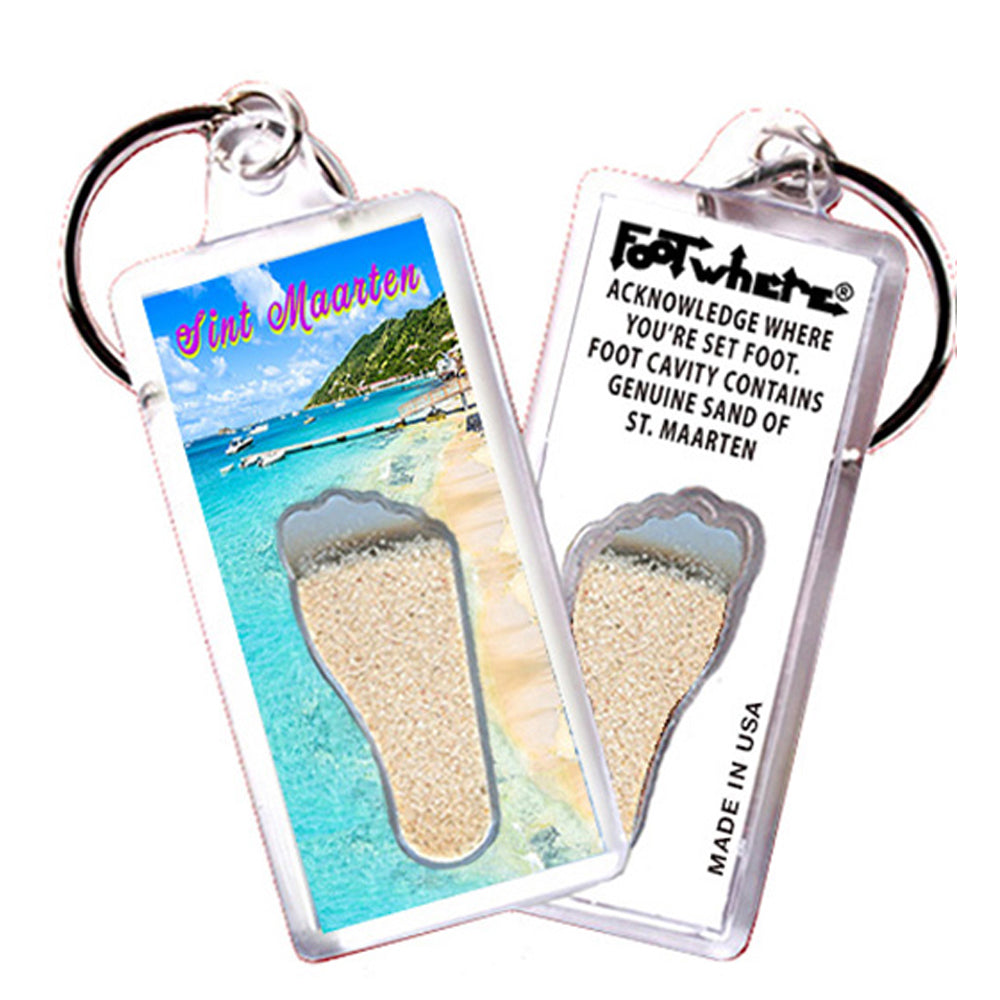 St. Maarten  FootWhere® Souvenir Keychain. 72 pieces/6 assorted styles.