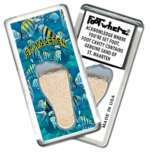 St. Maarten  FootWhere® Souvenir Magnet. 72 pieces/6 assorted styles.