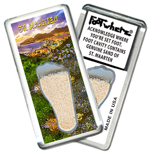 St. Maarten  FootWhere® Souvenir Magnet. 72 pieces/6 assorted styles.