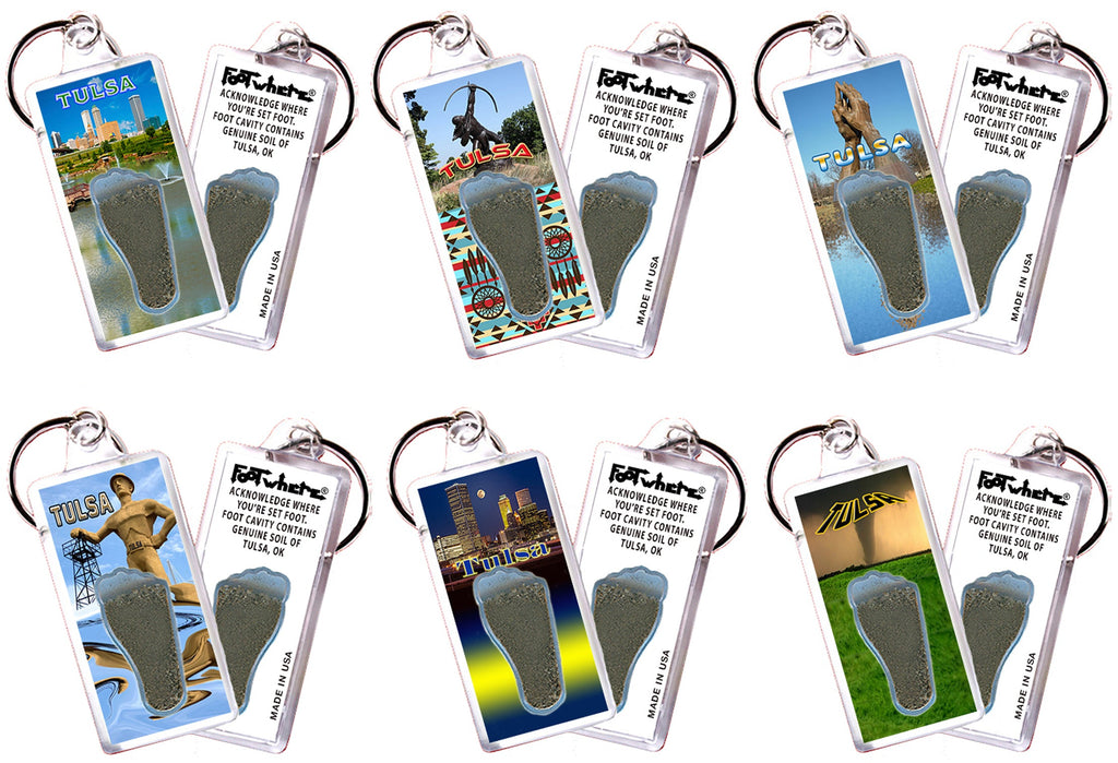 Tulsa FootWhere® Souvenir Keychain. 72 pieces/ 6 assorted styles.
