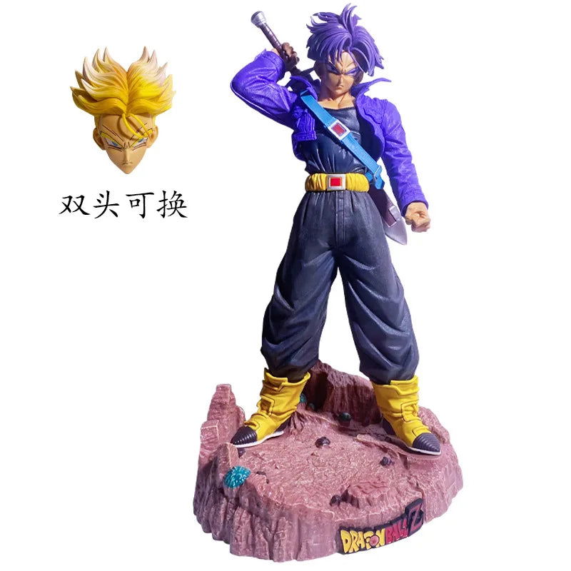 Trunks Dragon Ball Z Anime Figure, DBZ Interchangeable Super Saiyan Head Action Figure 50 cm