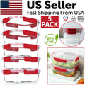 5 Pack Stackable Food Storage Containers Airtight & Leakproof Set Snap Lock Lids