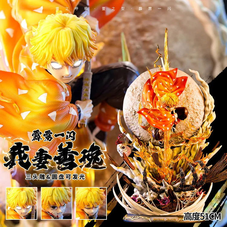 Zenitsu Agatsuma Demon Slayer LED Anime Figure, Kimetsu no Yaiba Figurines Thunder Breathing Technique Thunderclap and Flash 51 cm
