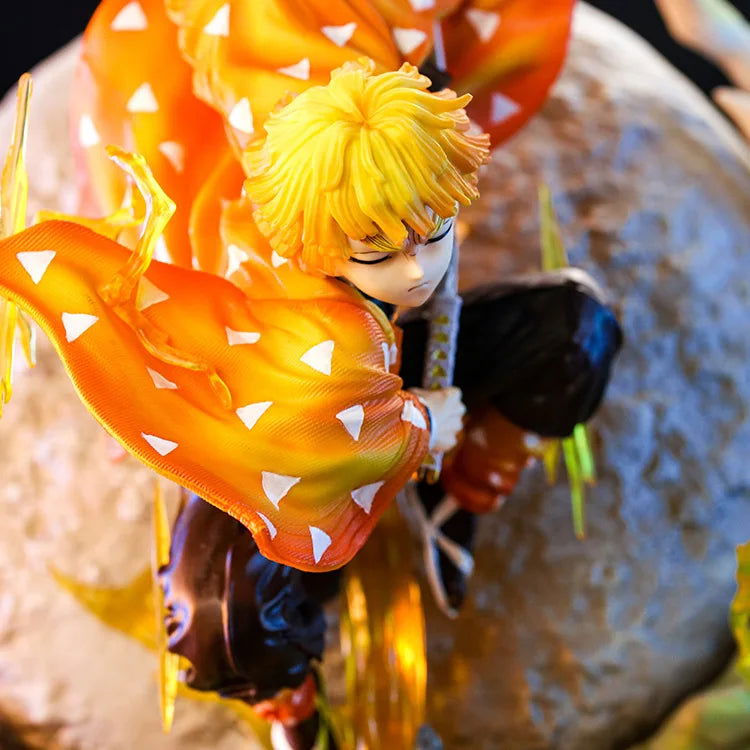 Zenitsu Agatsuma Demon Slayer LED Anime Figure, Kimetsu no Yaiba Figurines Thunder Breathing Technique Thunderclap and Flash 51 cm