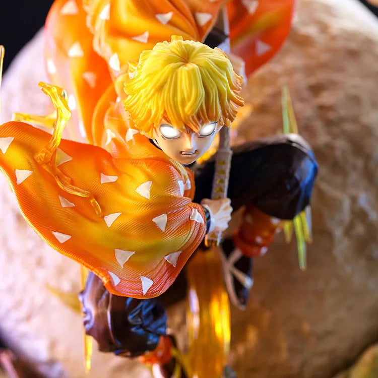 Zenitsu Agatsuma Demon Slayer LED Anime Figure, Kimetsu no Yaiba Figurines Thunder Breathing Technique Thunderclap and Flash 51 cm