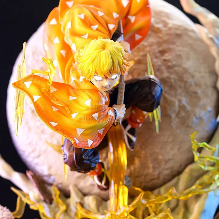 Zenitsu Agatsuma Demon Slayer LED Anime Figure, Kimetsu no Yaiba Figurines Thunder Breathing Technique Thunderclap and Flash 51 cm