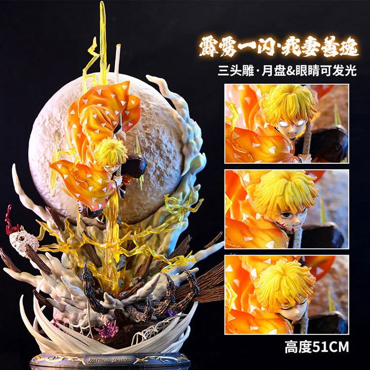 Zenitsu Agatsuma Demon Slayer LED Anime Figure, Kimetsu no Yaiba Figurines Thunder Breathing Technique Thunderclap and Flash 51 cm
