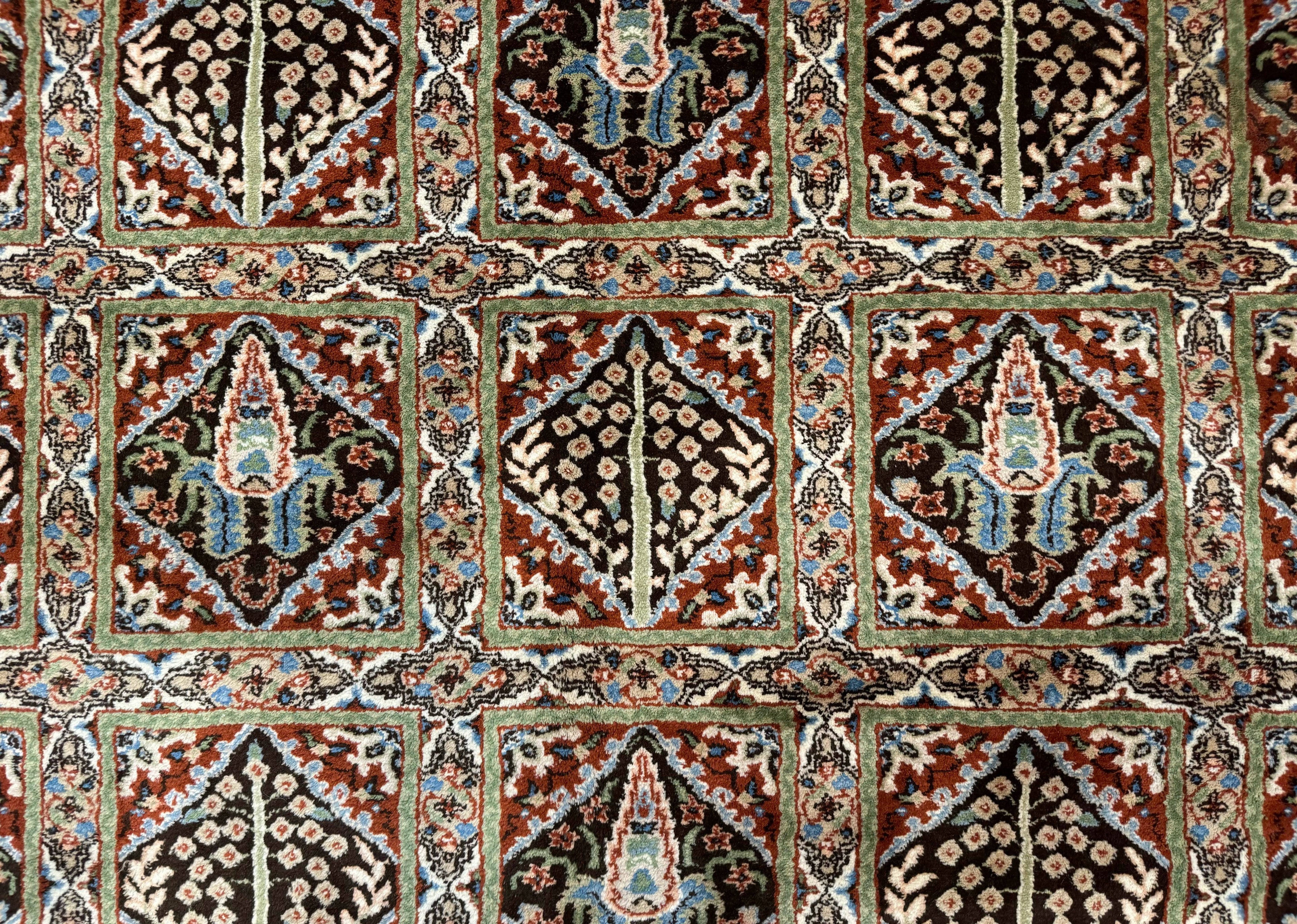 Sino Persian Rug 8x10, Panel Design, Brown, Multicolor, Wool, Cedar Trees