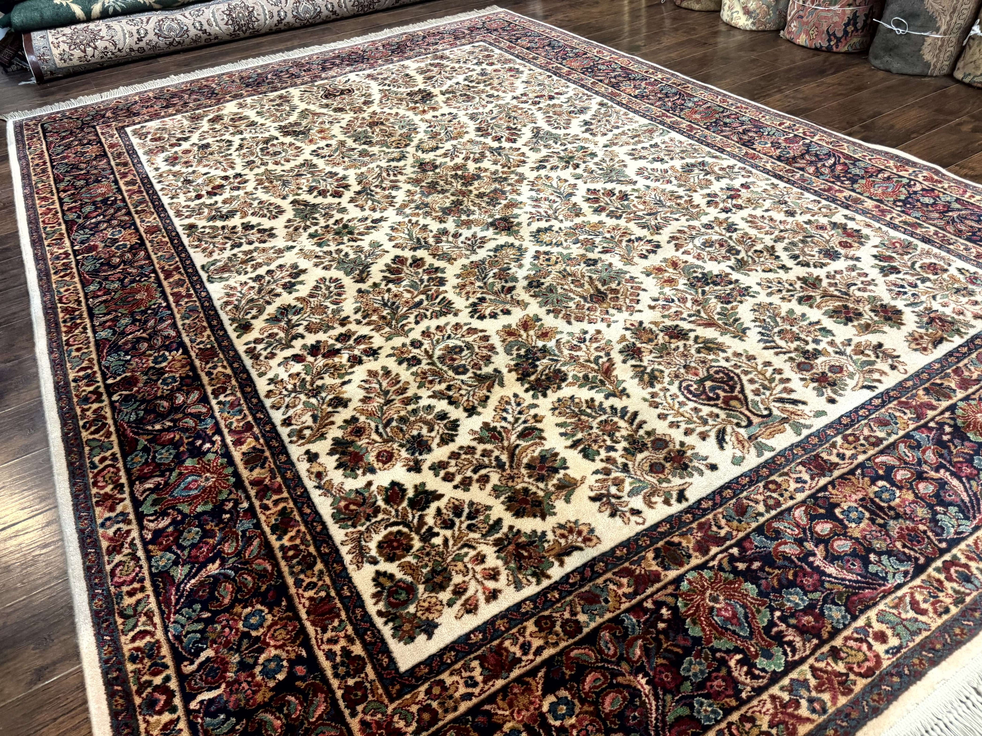 8.8 x 12 Karastan Ivory Sarouk Rug #760, Wool Pile, Vintage, Original 700 Series
