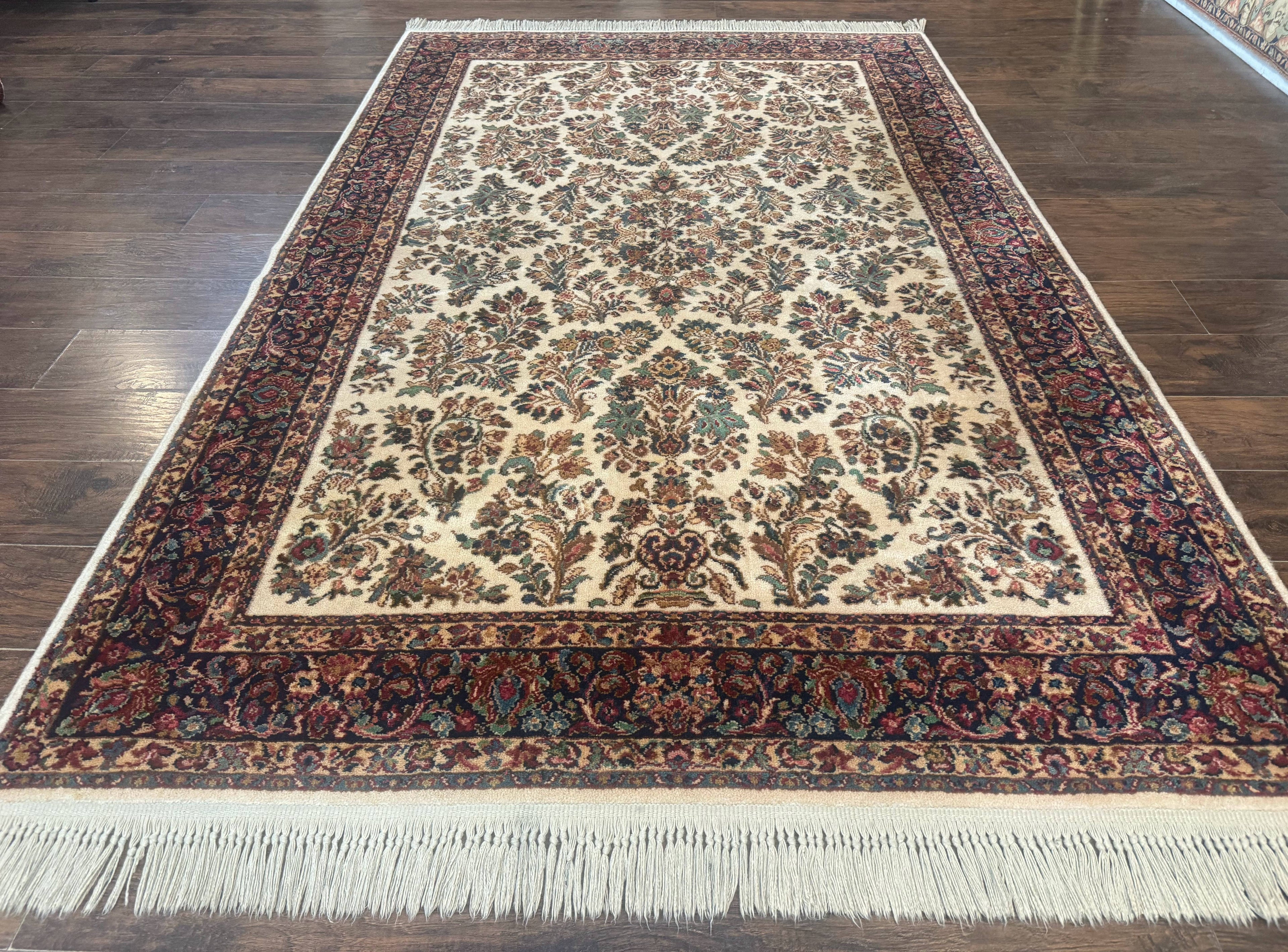 Karastan Rug 5.9 x 9, Ivory Sarouk #760, Wool Pile, Original 700 Series, Vintage