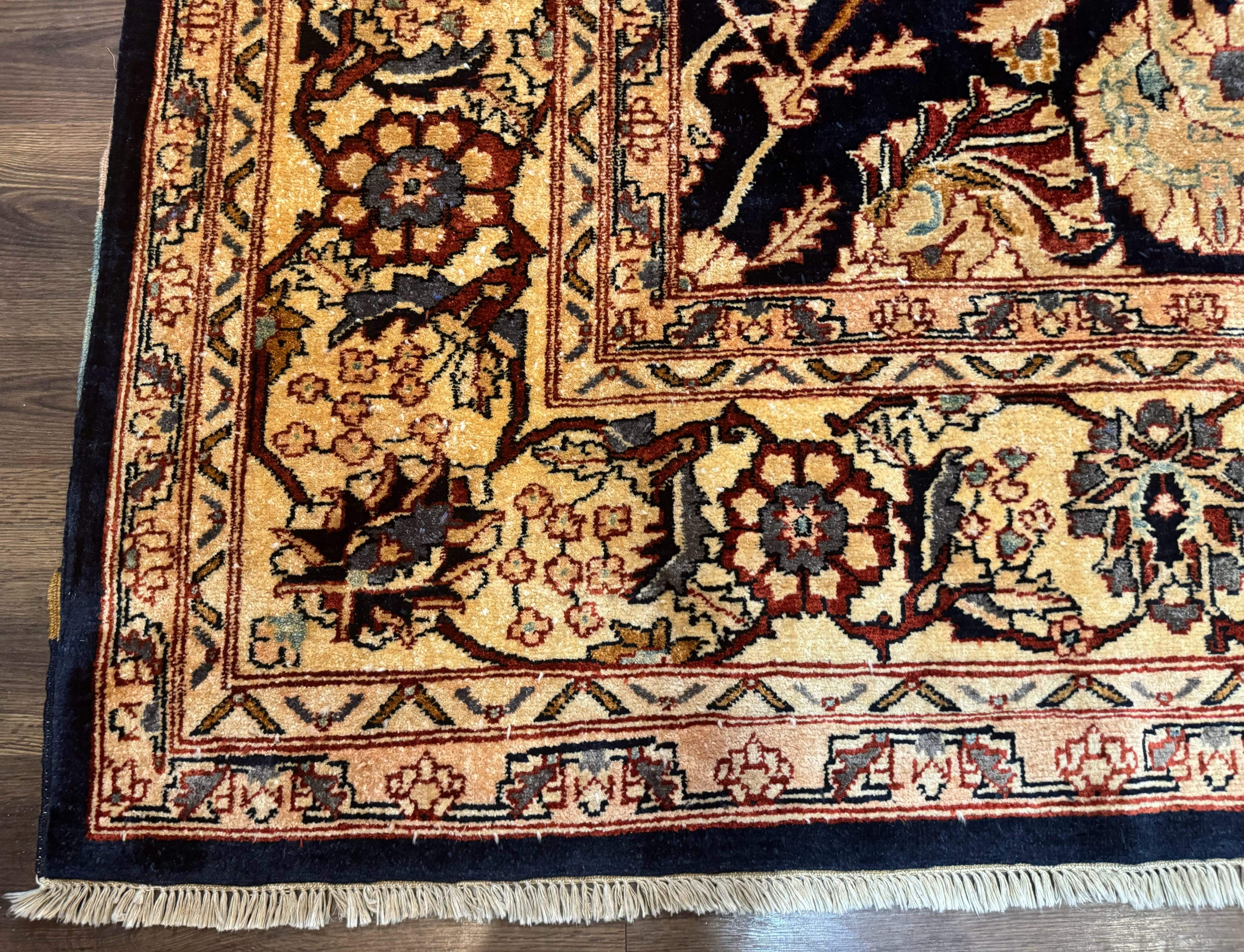 Pak Persian Bidjar Rug 10x13, Midnight Blue and Tan Pakistani Carpet