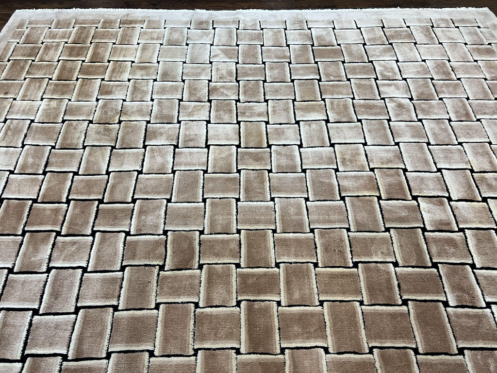 Tibetan Rug 9x12, Handmade, Wool, Modern Design