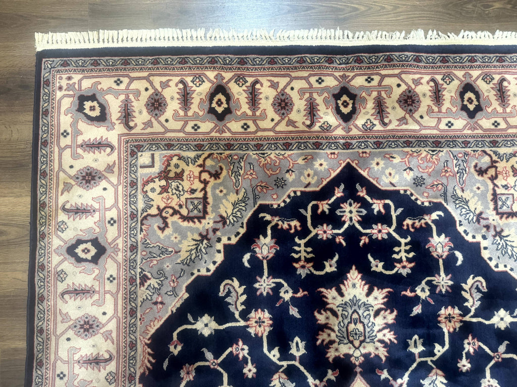 Karastan Rug Navy Serapi, Kara Shah Rug, Navy Blue, 5.6 x 8.6, Vintage Karastan Area Rug, Wool Pile Karastan Rug