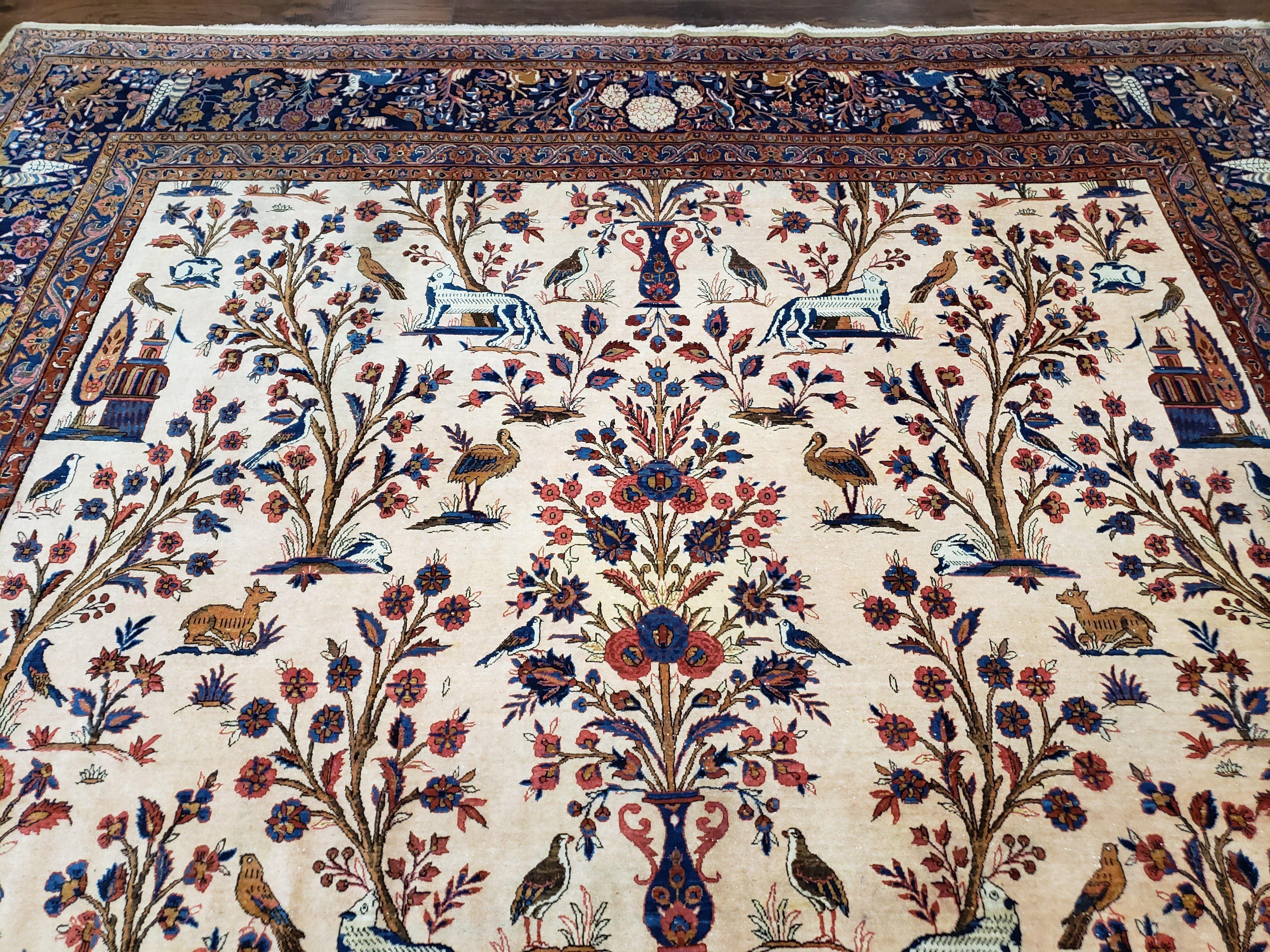 Antique Persian Kashan Tree of Life Rug 10x13