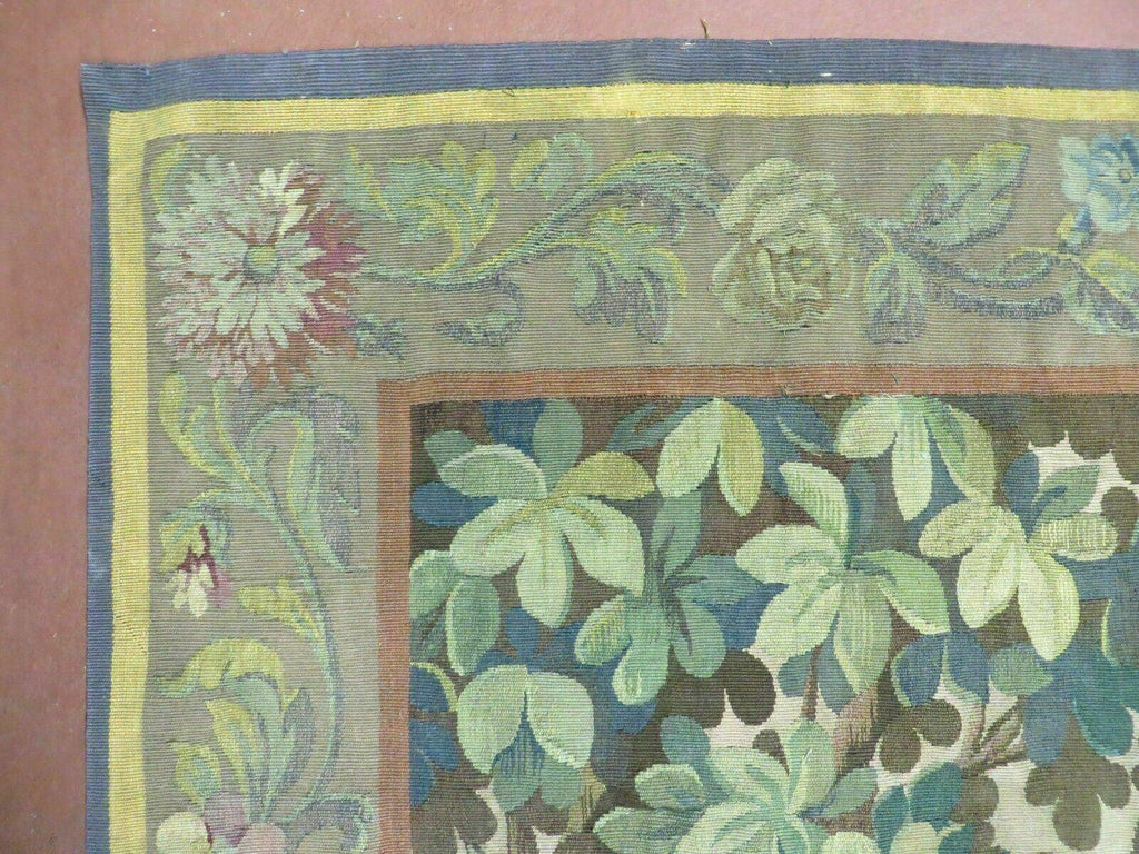 Antique French Tapestry 5x6 French Handmade Aubusson Nature One Of A Kind Rare