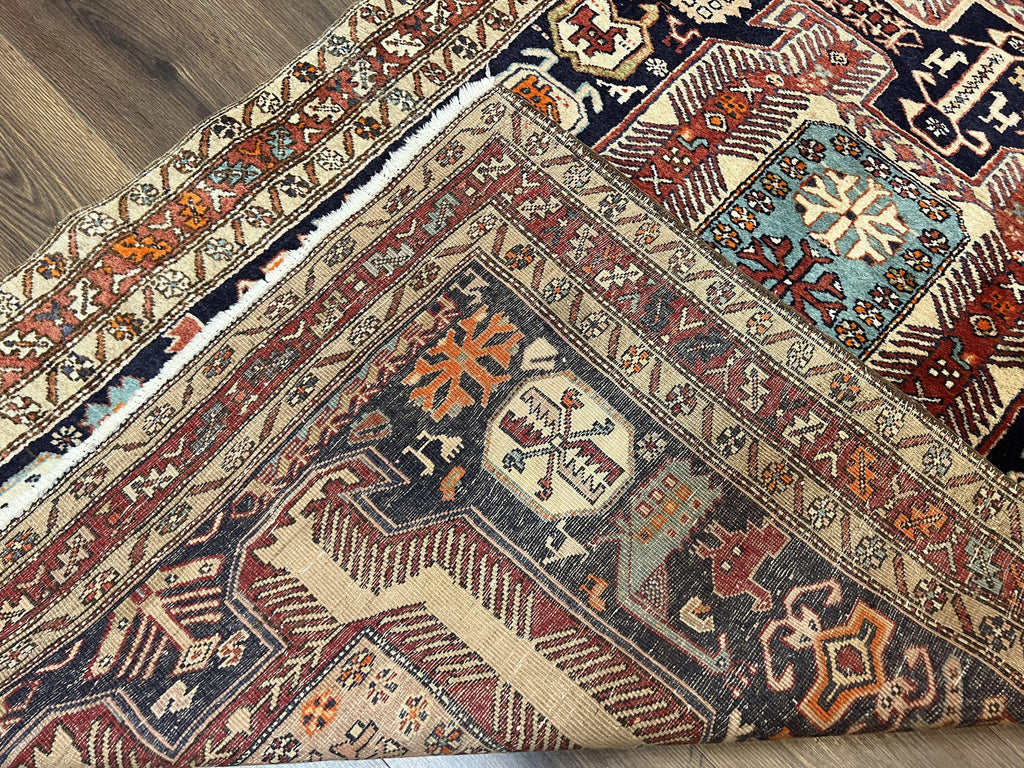 Persian Ardabil Wide Runner Rug 4x10 - Geometric Medallions & Animal Pictorials