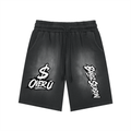$ OVER U Rectangle Patch Monkey Washed Shorts