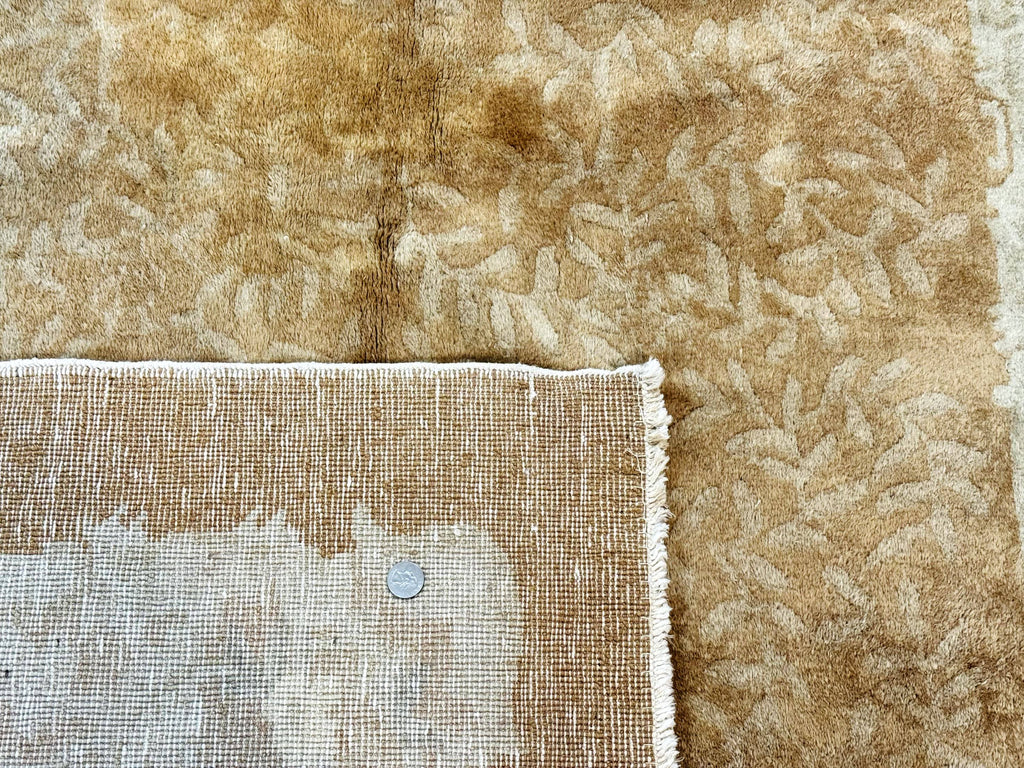 Chinese Peking Rug 5x7, Golden-Tan, Vintage Chinese Wool Carpet