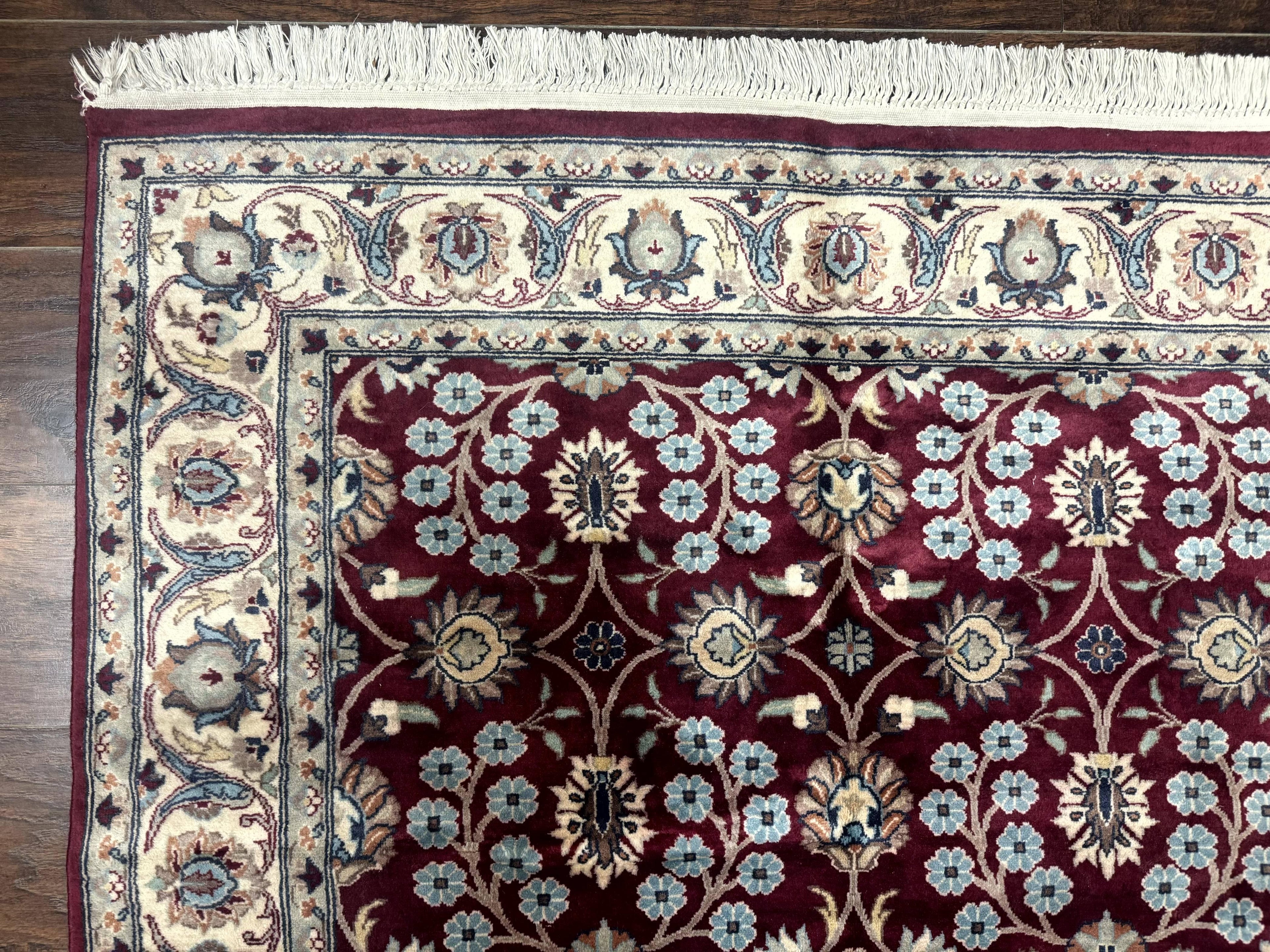 Pak Persian Rug 4x6, Floral Allover, Vintage Wool Carpet, Plum and Ivory