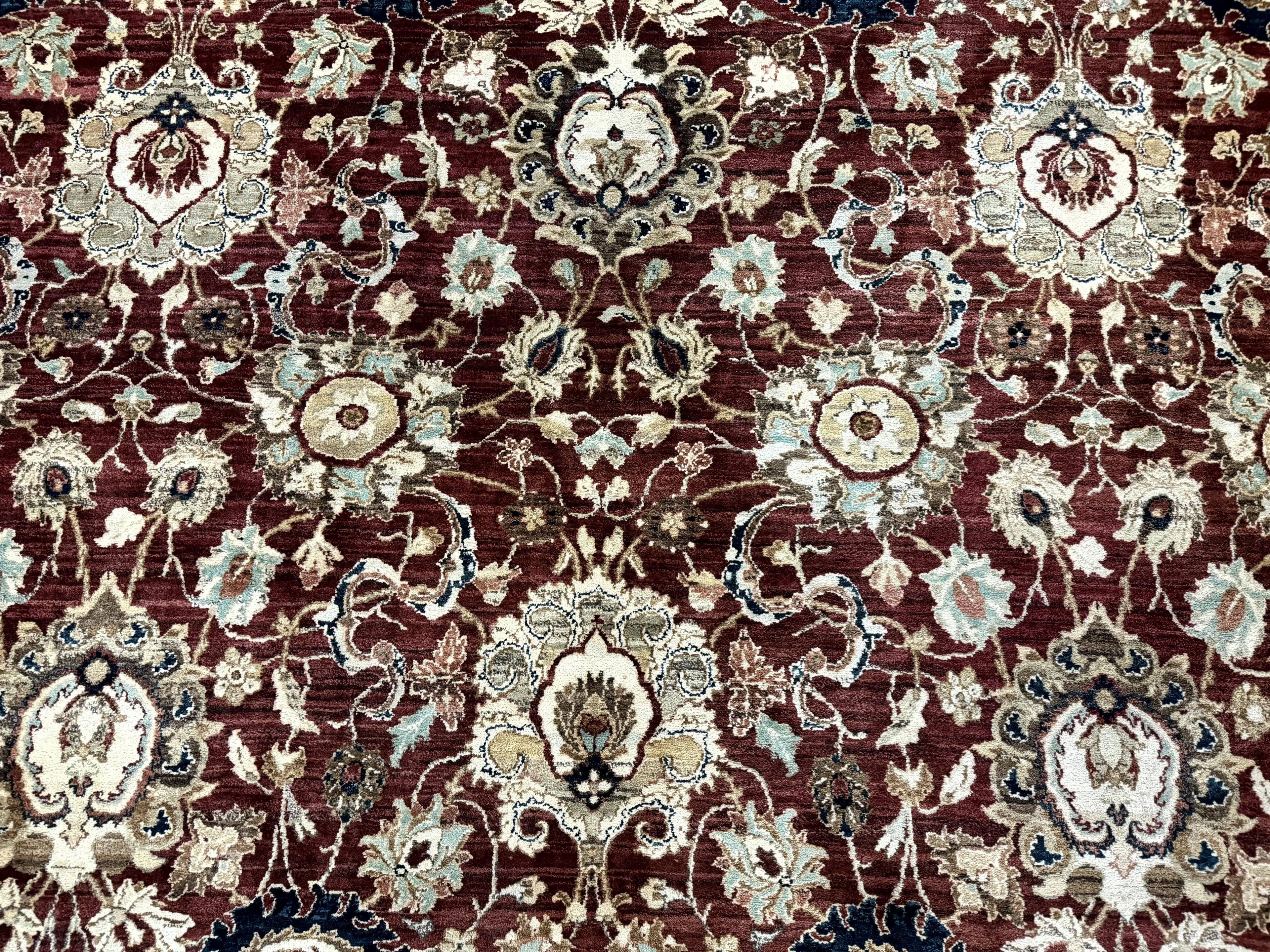 Palace Sized Indian Agra Rug 12x17, Wool Handmade Floral Allover Carpet