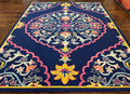 Safavieh Rug 8x10 Belagio Collection, Navy Blue Pink Yellow, Power-Loomed Wool Carpet, Floral Area Rug, Modern Rug, Room Sized 8 x 10 ft Rug